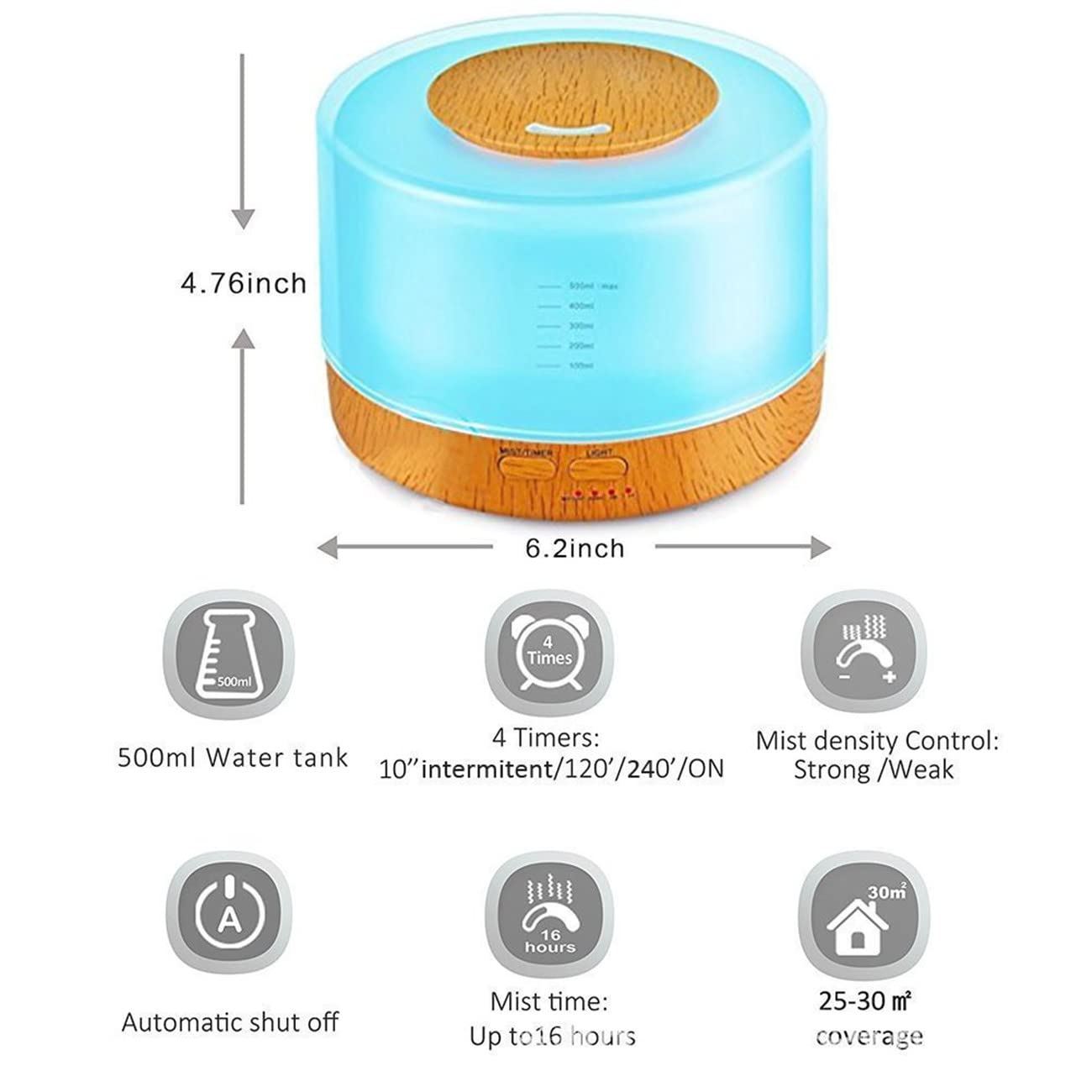 SKY-TOUCH Essential Oil Aroma Diffuser 700ml, Upgraded Aromatherapy Diffuser 7 Color Lights, Cool Mist Humidifier with Auto Shut-off Function, Diffuser for Home Bedroom Office موزع زيوت عطرية علاجية مطور سعة 700 مل، مرطب رذاذ بارد سكاي-تاتش، اصفر SKY-TOUCH Essential Oil Aroma Diffuser 700ml, Upgraded Aromatherapy Diffuser 7 Color Lights, Cool Mist Humidifier with Auto Shut-off Function, Diffuser for Home Bedroom Office موزع زيوت عطرية علاجية مطور سعة 700 مل، مرطب رذاذ بارد سكاي-تاتش، اصفر